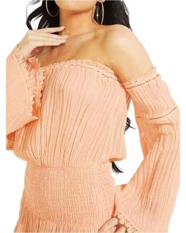 GUESS VESTIDO GUESS DE MUJER NARANJA CON MANGAS ACAMPANADAS NARANJA