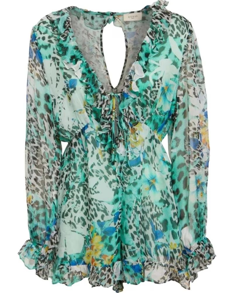 GUESS GUESS KURZ-OVERALL MIT BLUMENPRINT, LANGEN ÄRMELN UND V-AUSSCHNITT MULTICOLOR