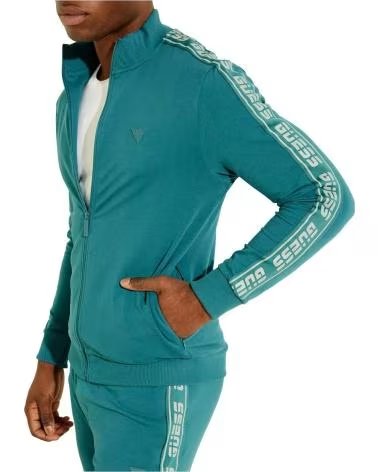 GUESS FELPA GUESS CON ZIP INTERA DA UOMO IN VERDE VERDE