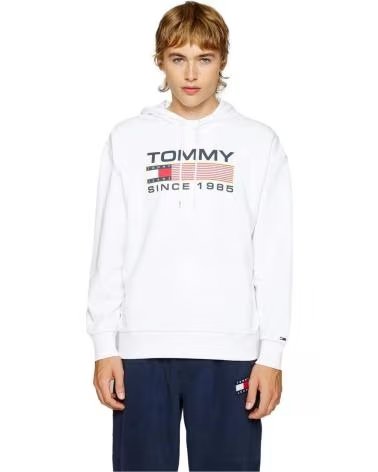 TOMMY JEANS FELPA CON CAPPUCCIO TOMMY JEANS DA UOMO BLANCO
