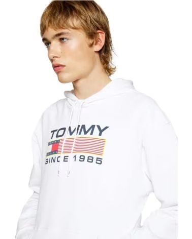 TOMMY JEANS FELPA CON CAPPUCCIO TOMMY JEANS DA UOMO BLANCO