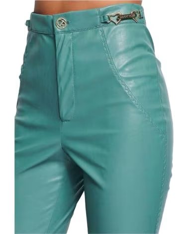DENNY ROSE CALÇA LONGA DE COURO SINTÉTICO DENNY ROSE FEMININA VERDE