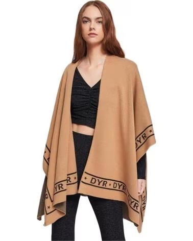 DENNY ROSE DENNY ROSE BROWN JACQUARD PRINT KNIT PONCHO FOR WOMEN MARRON