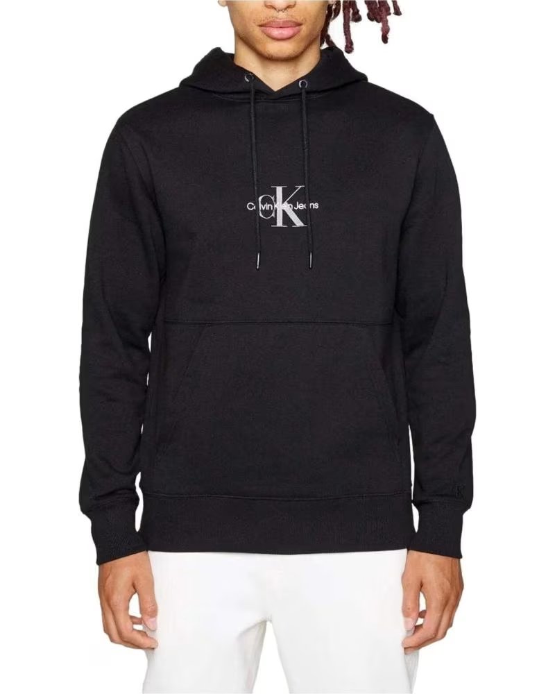 CALVIN KLEIN FELPA CON CAPPUCCIO CALVIN KLEIN JEANS DA UOMO NERA NEGRO
