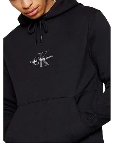 CALVIN KLEIN FELPA CON CAPPUCCIO CALVIN KLEIN JEANS DA UOMO NERA NEGRO