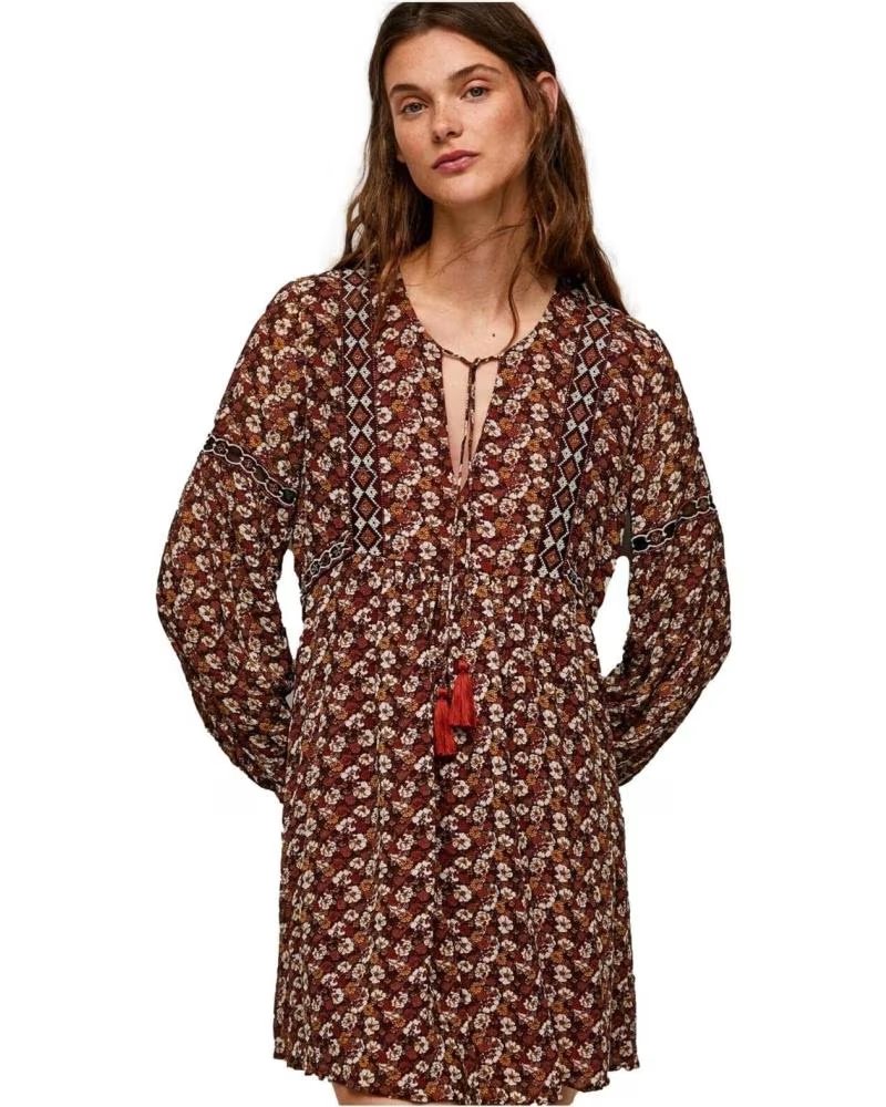 PEPE JEANS PEPE JEANS WOMEN´S LONG-SLEEVE FLORAL PRINT DRESS MULTICOLOR