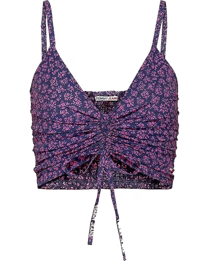 TOMMY JEANS TOP DE ALÇAS FRANZIDO COM ESTAMPA FLORAL TOMMY JEANS MORADO