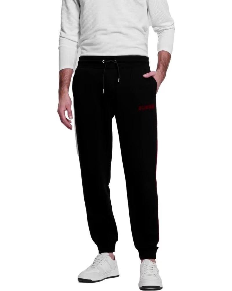 GUESS PANTALONI DELLA TUTA LUNGHI GUESS DA UOMO NERI NEGRO