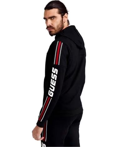 GUESS MOLETOM GUESS MASCULINO COM ZÍPER COMPLETO E LOGO CONTRASTANTE NEGRO