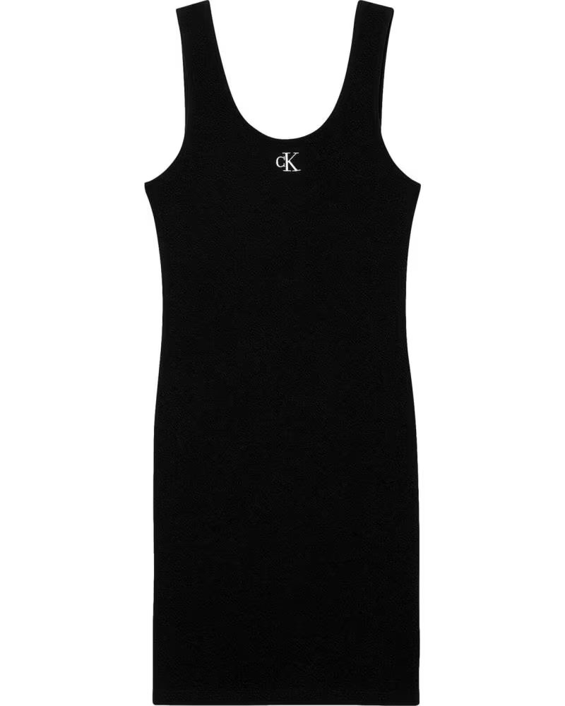 CALVIN KLEIN ROBE CÔTELÉE CALVIN KLEIN POUR FEMME, NOIRE NEGRO