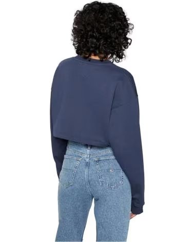 TOMMY JEANS MOLETOM CROPPED TOMMY JEANS COM LOGO FEMININO AZUL