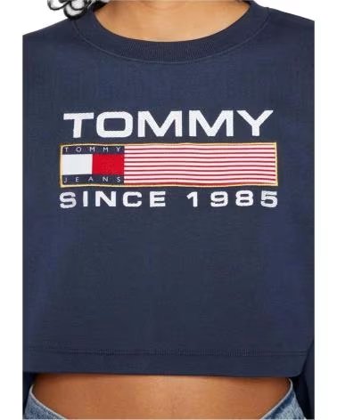 TOMMY JEANS MOLETOM CROPPED TOMMY JEANS COM LOGO FEMININO AZUL