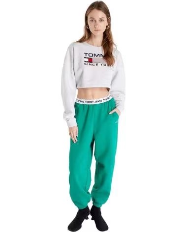 TOMMY JEANS MOLETOM CROPPED TOMMY JEANS COM LOGO GRIS