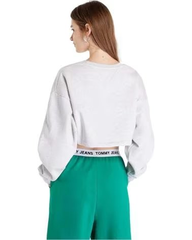 TOMMY JEANS MOLETOM CROPPED TOMMY JEANS COM LOGO GRIS