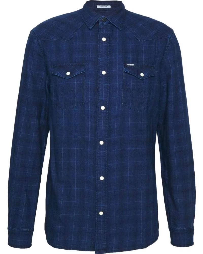 WRANGLER CAMICIA IN TWILL A MANICHE LUNGHE DA UOMO WRANGLER AZUL