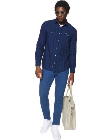 WRANGLER CAMICIA IN TWILL A MANICHE LUNGHE DA UOMO WRANGLER AZUL