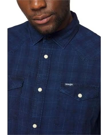 WRANGLER CAMICIA IN TWILL A MANICHE LUNGHE DA UOMO WRANGLER AZUL