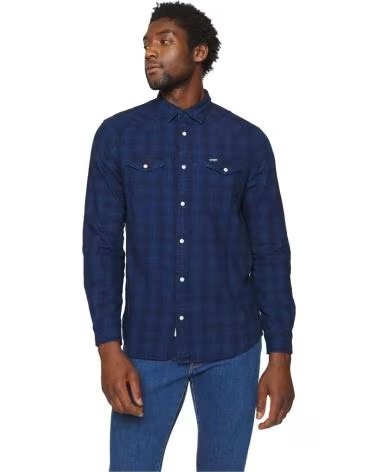 WRANGLER CAMICIA IN TWILL A MANICHE LUNGHE DA UOMO WRANGLER AZUL