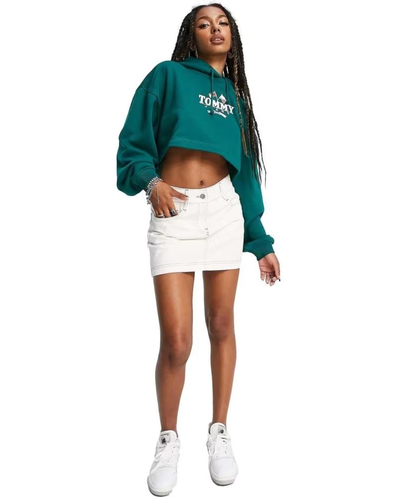 TOMMY JEANS MOLETOM CROPPED COM CAPUZ TOMMY JEANS FEMININO VERDE