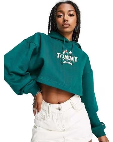 TOMMY JEANS MOLETOM CROPPED COM CAPUZ TOMMY JEANS FEMININO VERDE