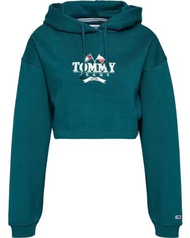 TOMMY JEANS MOLETOM CROPPED COM CAPUZ TOMMY JEANS FEMININO VERDE