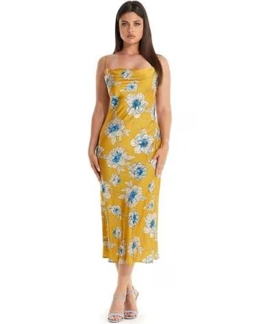 GUESS VESTIDO AMARELO ESTAMPADO FLORAL DE ALCINHA FEMININO GUESS AMARILLO