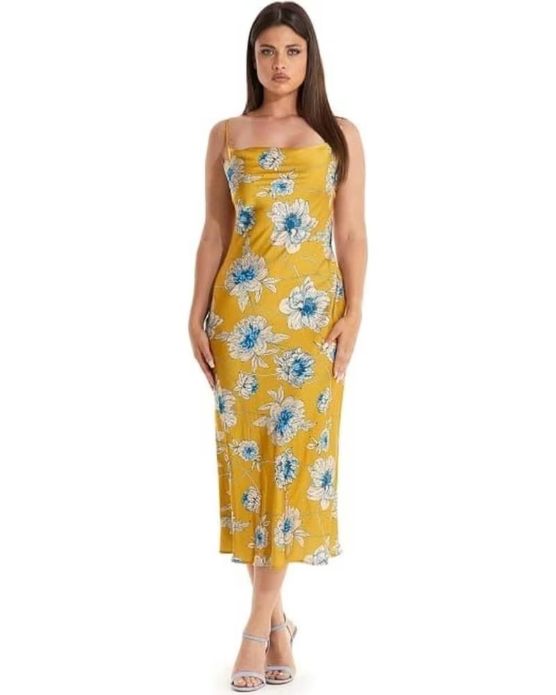 GUESS VESTIDO AMARELO ESTAMPADO FLORAL DE ALCINHA FEMININO GUESS AMARILLO
