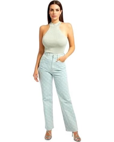 GUESS VAQUEROS GUESS DE MUJER RECTOS ESTAMPADOS AZUL CLARO AZUL