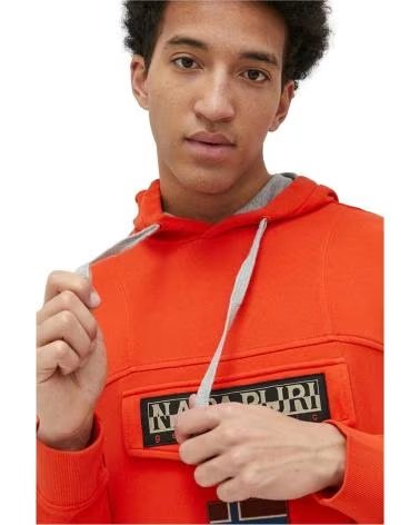 NAPAPIJRI FELPA CON CAPPUCCIO NP0A4GBGR051 DA UOMO, ARANCIONE NARANJA