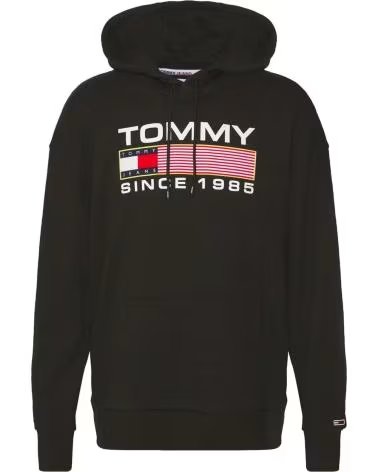 TOMMY JEANS FELPA CON CAPPUCCIO TOMMY JEANS DA UOMO NEGRO