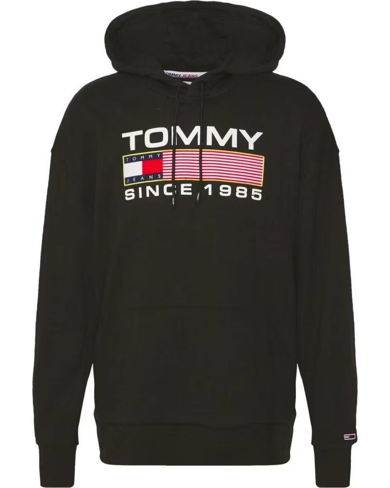 TOMMY JEANS FELPA CON CAPPUCCIO TOMMY JEANS DA UOMO NEGRO
