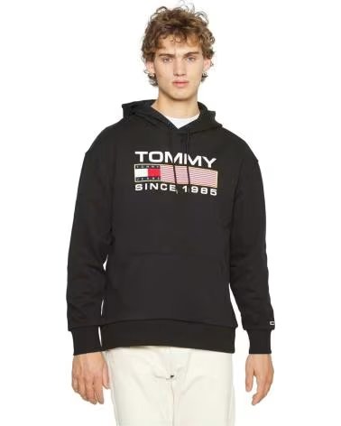 TOMMY JEANS FELPA CON CAPPUCCIO TOMMY JEANS DA UOMO NEGRO