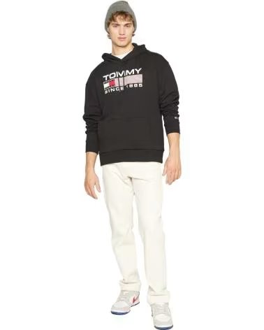 TOMMY JEANS FELPA CON CAPPUCCIO TOMMY JEANS DA UOMO NEGRO