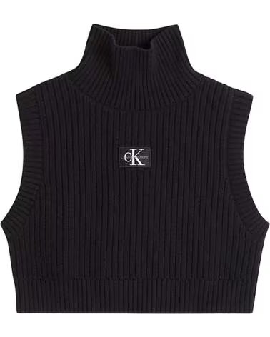 CALVIN KLEIN TOP SMANICATO IN MAGLIA A COSTE CALVIN KLEIN JEANS DA DONNA NEGRO
