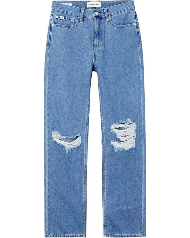 CALVIN KLEIN CALVIN KLEIN DAMEN HIGH WAIST STRAIGHT LEG JEANS MIT RISSEN AZUL