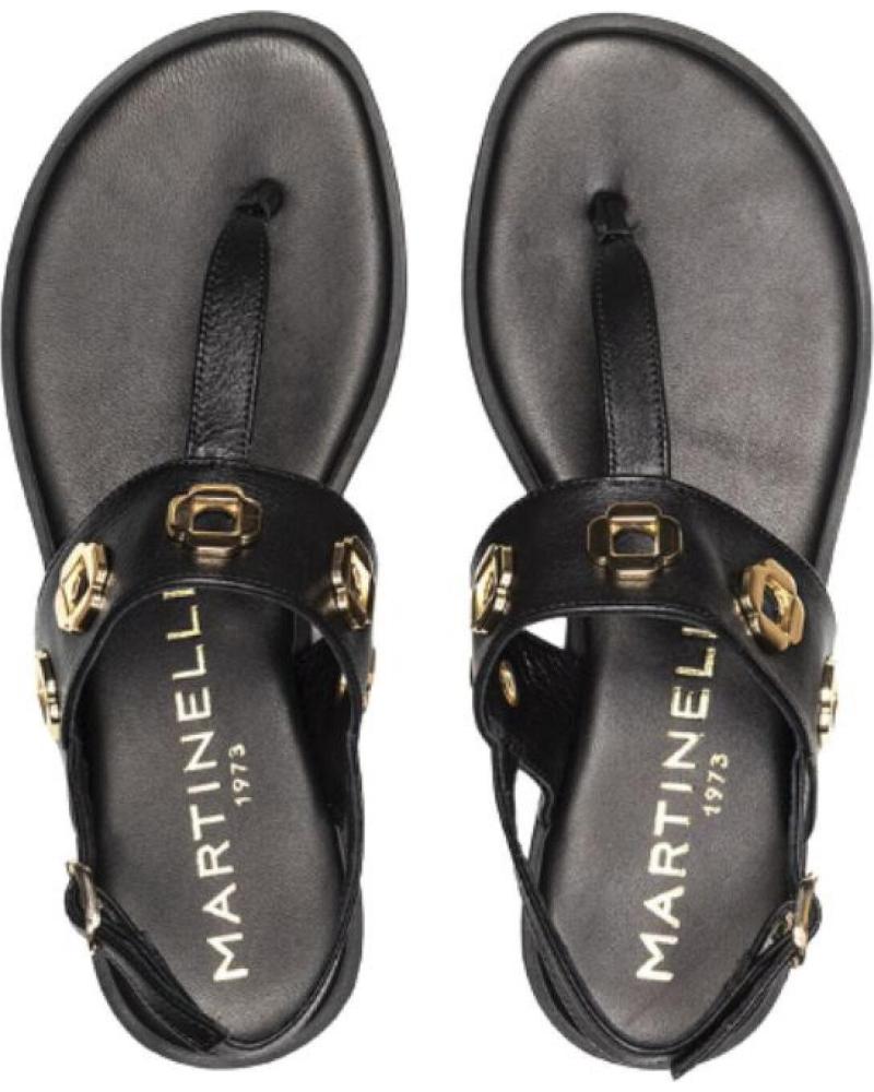 MARTINELLI SANDALIA MAZZINI NEGRA CON ADORNOS DORADOS REF 1171542 NEGRO