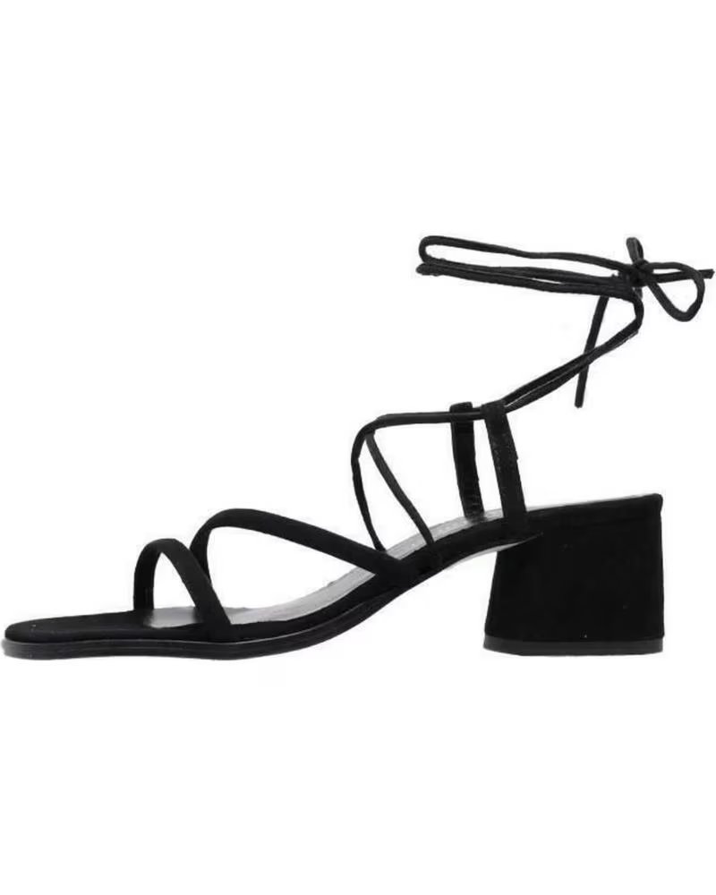 SANDALIAS DE TACÓN CON TIRAS PARA MUJER BRYAN NEGRO NEGRO