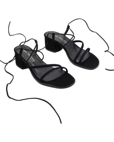 SANDALIAS DE TACÓN CON TIRAS PARA MUJER BRYAN NEGRO NEGRO