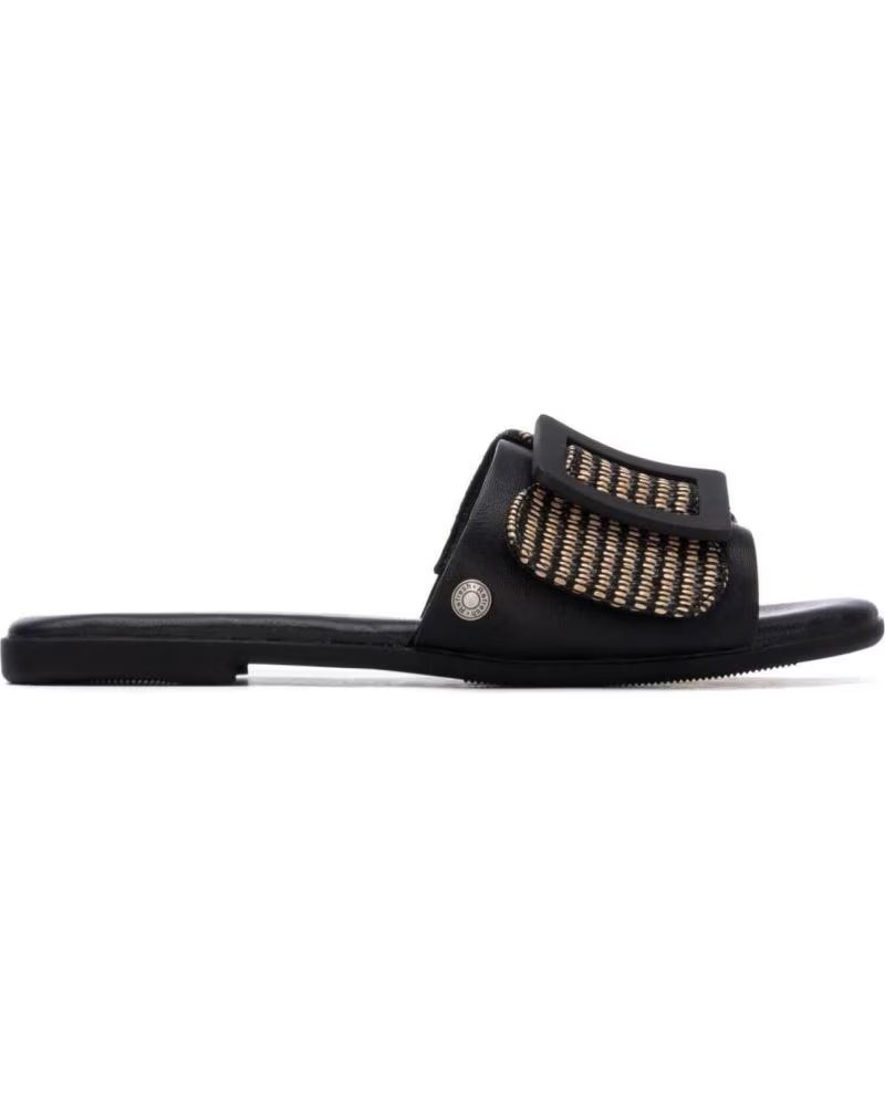 REFRESH SANDALES PLATES AVEC BOUCLE ET DÉTAIL TRESSÉ 175029 NEGRO