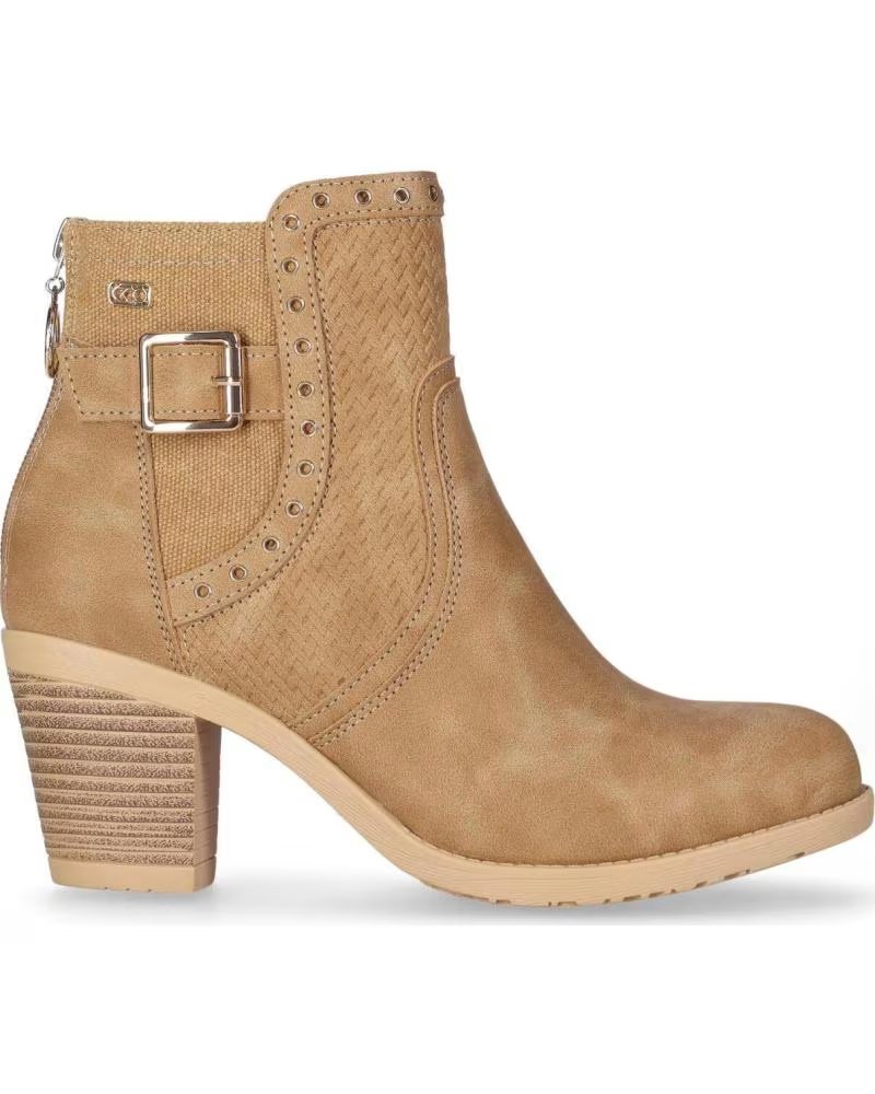 CHIKA10 TONIA STIEFELETTEN MIT SEITLICHER SCHNALLE UND BLOCKABSATZ CUERO-TAN