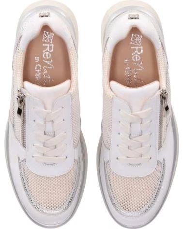 CHIKA10 ZAPATILLAS CASUAL HIBISCO 06 CON CIERRE LATERAL Y DETALLES METALIZADOS BLANCO-WHITE