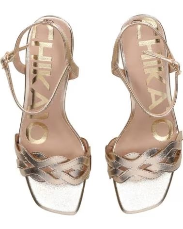 CHIKA10 FLORA 30 PLATFORM HEELED SANDAL PLATINO-LG GOLD