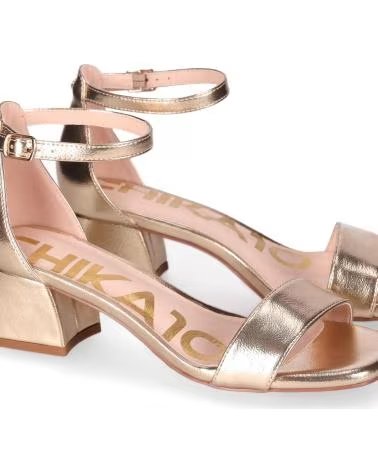 CHIKA10 SANDALE MELANIA À TALON BLOC PLATINO-LG GOLD