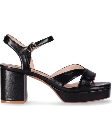 CHIKA10 SANDALO CON TACCO A BLOCCO, LISTINI INCROCIATI E PLATEAU NEGRO-BLACK