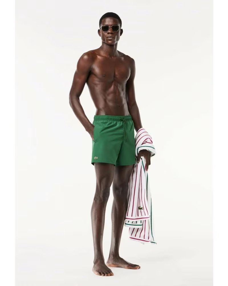 LACOSTE BADEHOSE MIT KLASSISCHEM SCHNITT IN GRÜN VERDE