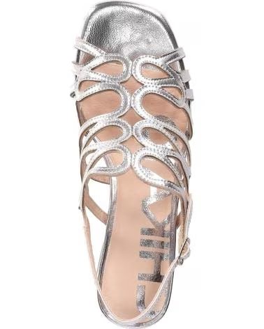 CHIKA10 MELANIA 09 SANDALE MIT BLOCKABSATZ UND CUT-OUT-DESIGN PLATA-SILVER