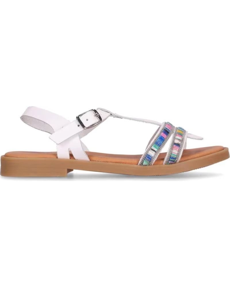 CHIKA10 SANDALO BASSO VICHY CON DETTAGLIO MULTICINTURINO BLANCO-AZUL-BLUE