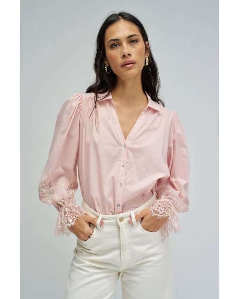 SALSA CAMISA DE MANGA LARGA CON DETALLE DE VOLANTES 21011110 ROSA