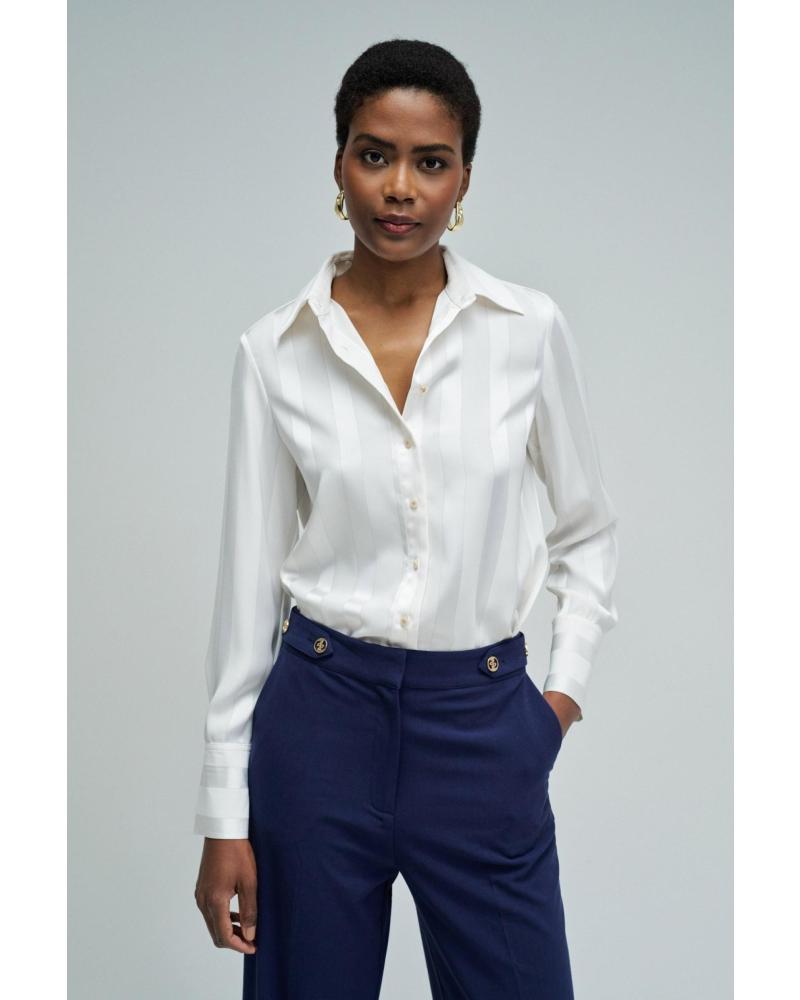 SALSA CAMISA DE BOTONES CLÁSICA CON CUELLO CAMISERO ROSA