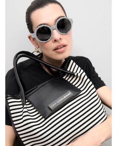 LOLA CASADEMUNT BOLSO SHOPPER RAYAS LS2604084 EN COLOR NEGRO